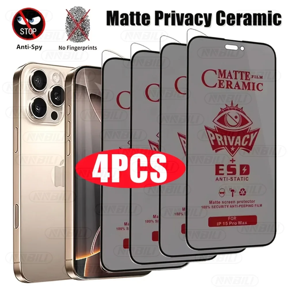 NNBILI 4 Stück Matte Keramik-Displayschutzfolie für iPhone 18 Pro Max 17 16 15 14 13 12 11 Pro 17Air 17e 16e X XS Nicht-Glas