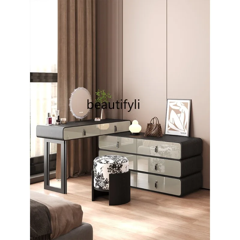 

Italian minimalist dresser chest cabinet integrated designer light luxury high-end solid wood makeup table