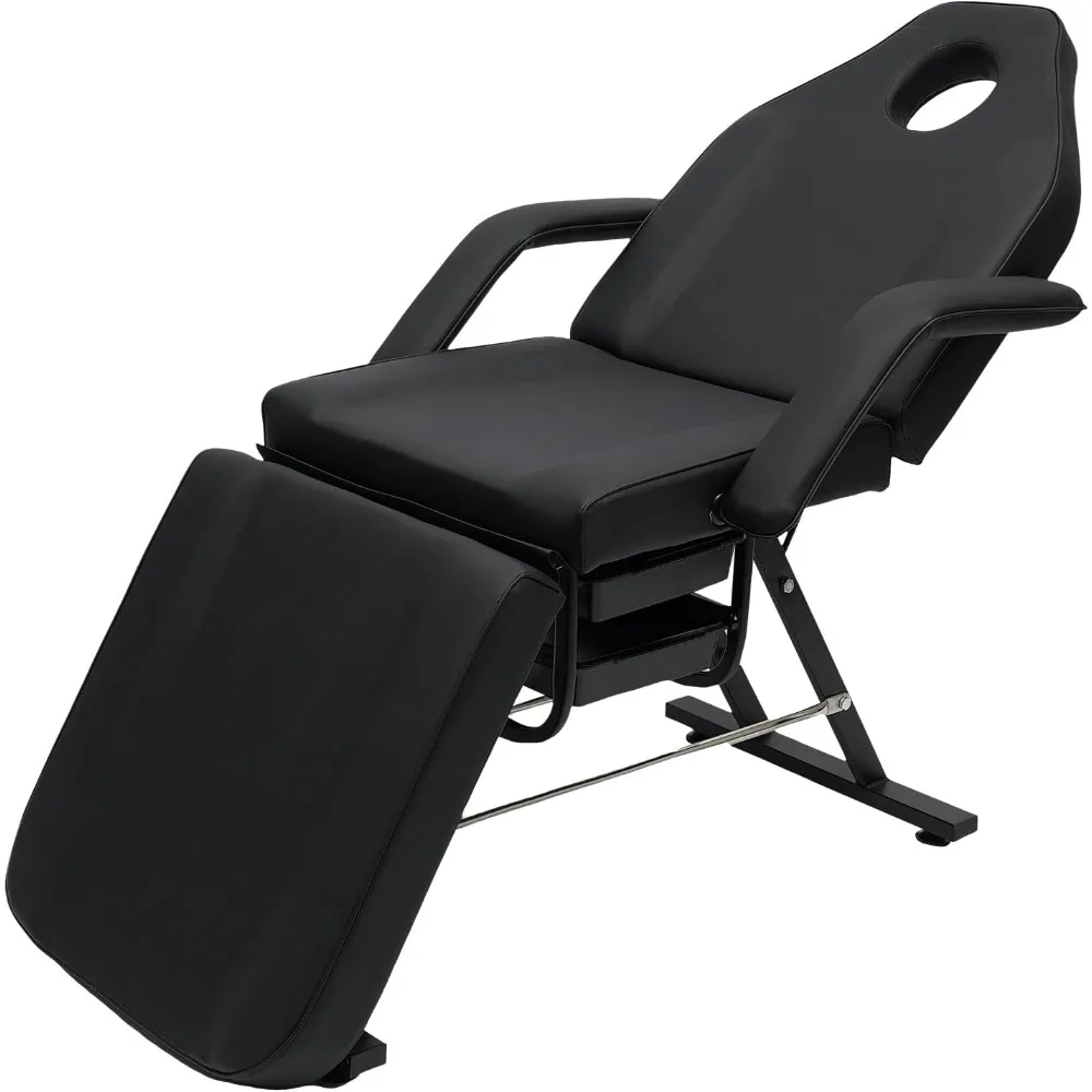 Massage Table Salon Chair, Experience Salon Level Beauty Bed with Armrests Classic Black Beauty Salon Exclusive Massage Bed