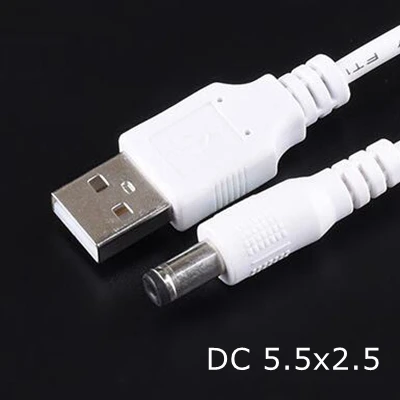 Kabel daya USB ke DC 3.5mm x 1.35mm, kabel pengisian konektor adaptor Jack barel 3 kaki 5V DC putih 2.0x0.6 2.5x0.7 4,0x1, 7