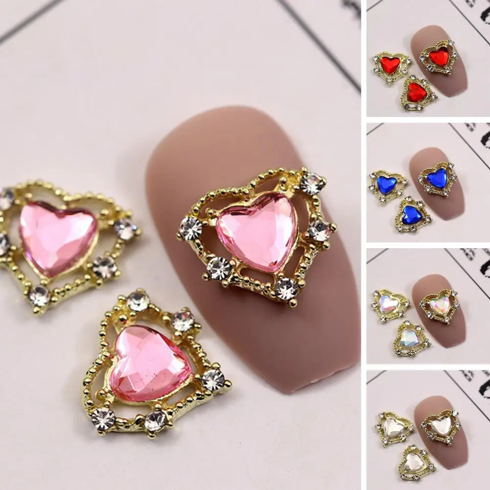 Nail Ornament 10Pcs Exquisite Stunning Visual Effect Rust-proof  Nail Art Alloy Accessories Nail Heart Charm Nail Supplies