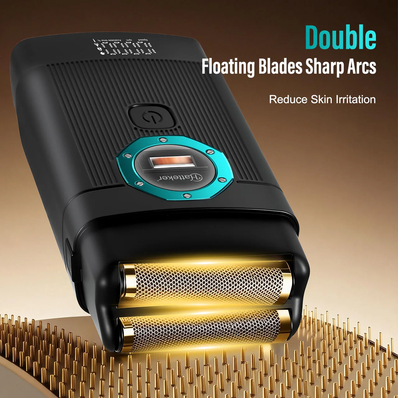 Hatteker Double Foil Electric Shaver for Men 9000RPM Magnetic Levitation Motor LED Display USB & Base Charging 270Mins Runtime
