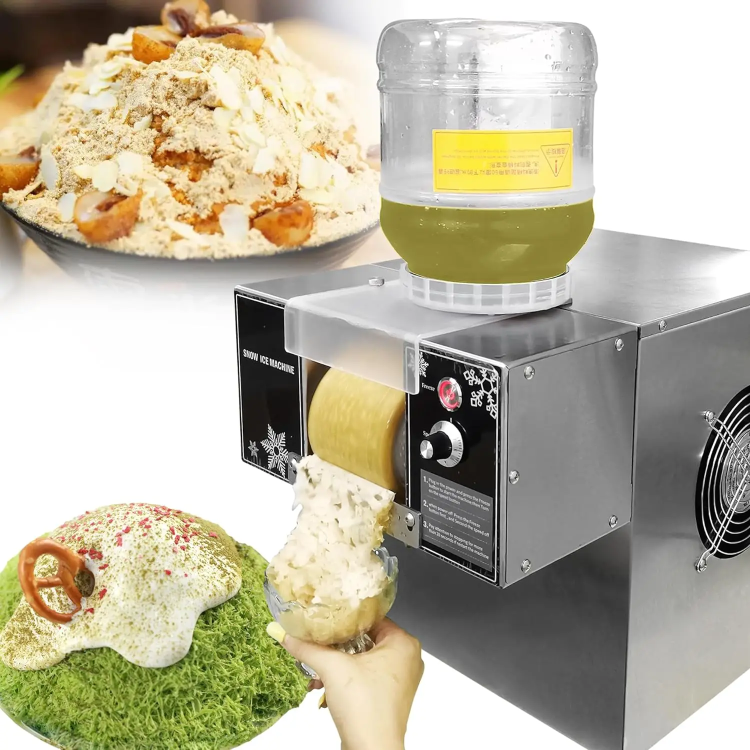 Mvckyi Automatic Snowflake Ice Maker Korea Bingsu Machine Water Cooling Ice Crusher Snow Ice Shaver Ice Shaving Machine