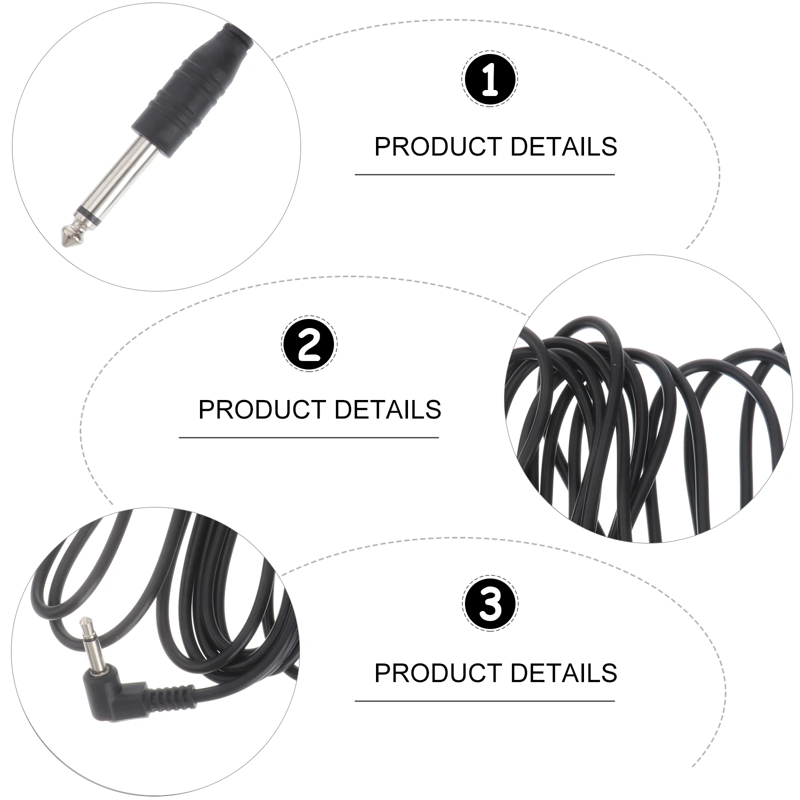 

Black Wire 3.5mm to 6.35mm Cable 3M Tin Plated Copper Connector Minimal Loss Microphone Speaker Amplifier Guitar Bass Organ