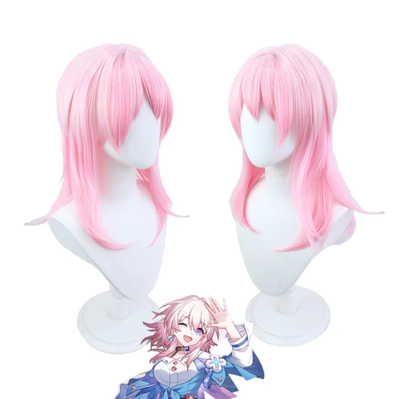 

Cosplay [Drifting] Collapse Star Dome Railway March 7 Cos Wig Simulation Scalp Pink Level Gradient