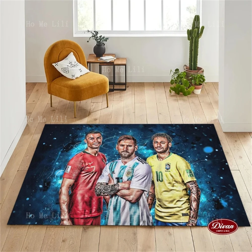 Football Design Rug Gift For Fans Washable Non-Slip Flannel Floor Mat