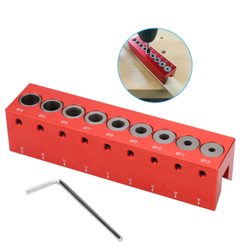 

4-12mm Woodworking Drilling Guide Punching Locator Hinge Hole Opener Doweling Jig Fixture Hole Positioning Auxiliary Tool