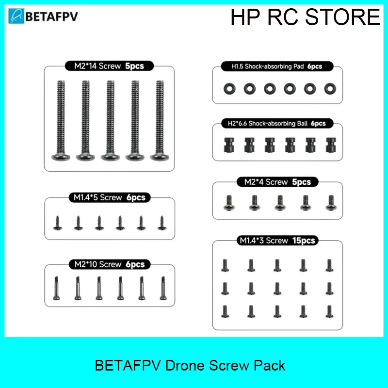 Official BETAFPV Replacement Parts, Full Screw Assortment Kit for Main Models Pavo20 Meteor65/75 Pro Air65/75