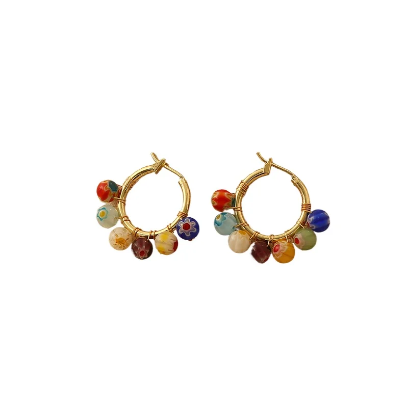 

*Candy contrasting earrings women's summer luxury niche colored beaded earrings