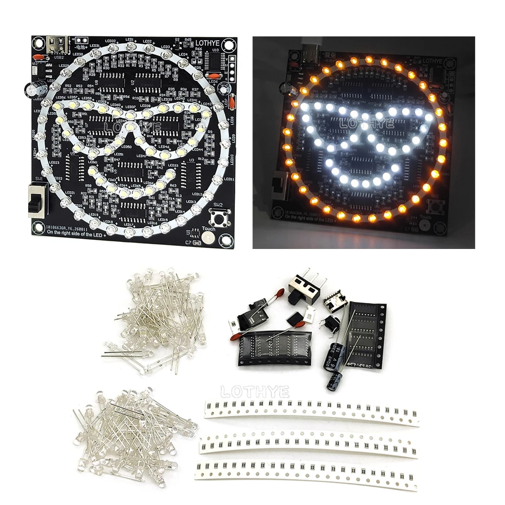 Fun Smiling Face DIY Electronic Kit Smile Display  Adjustable Brightness Soldering DIY Kits High Difficulty Welding Training