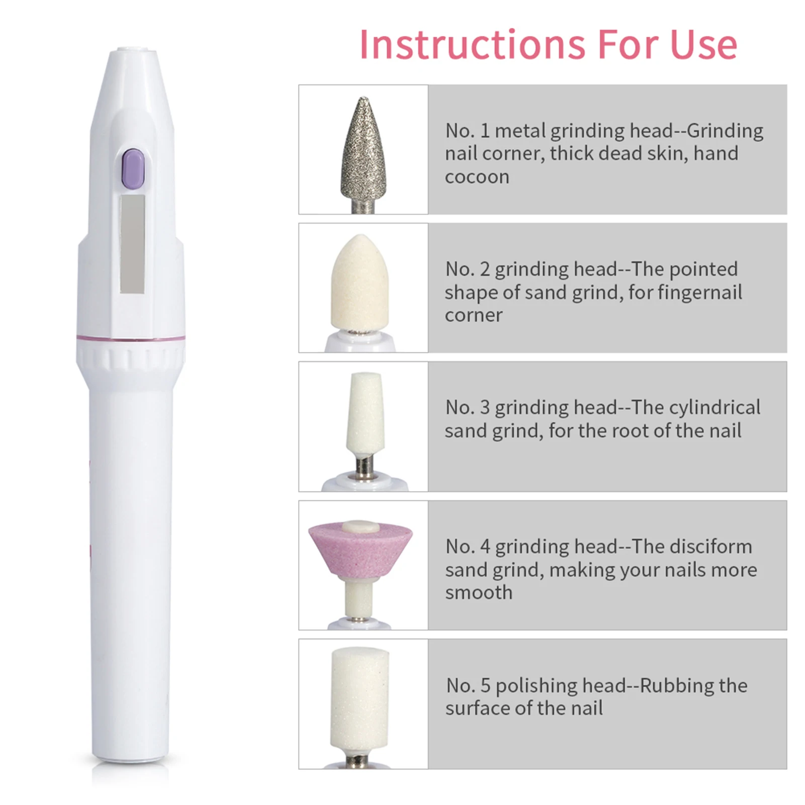 Electric Manicure Pedicure Nail Drill Set 5In1 Professional Electric Nail File Grinder Grooming Personal Manicure And Pedicur