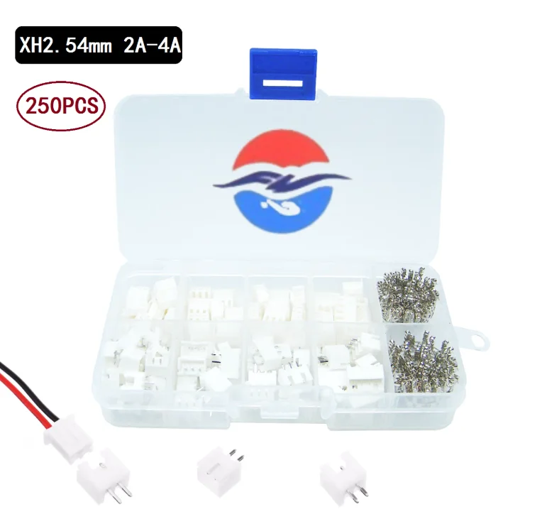 250pcs/box JST Housing Header Cable Wire Adaptor Connector Shell Kit XH-2.54 2pin 3pin 4pin female&male+Terminal Pitch 2P 3P 4P