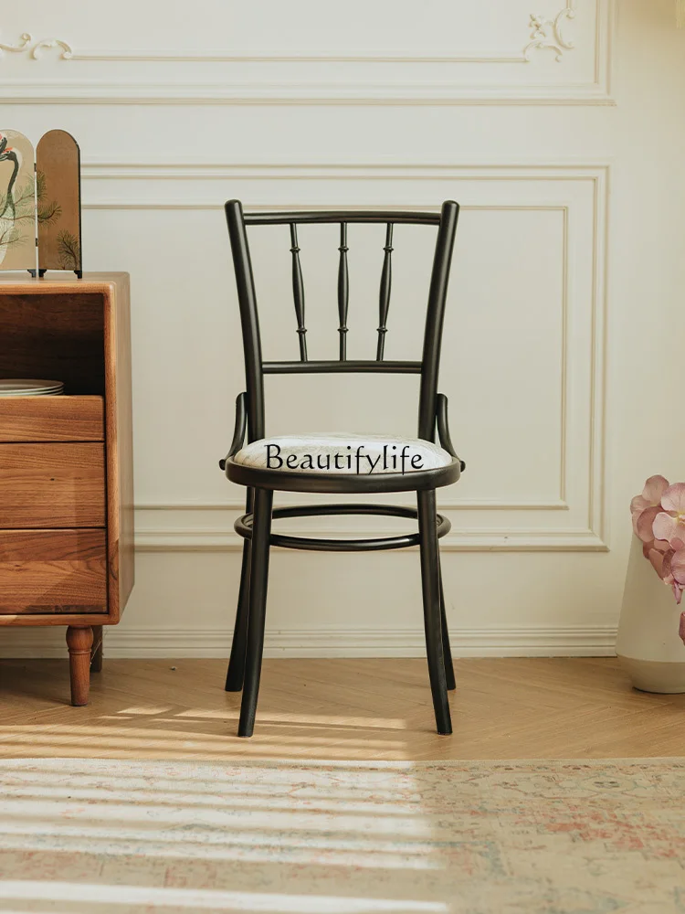 

French Solid Wood Home Designer Armchair Restaurant Vintage Dining Table Chair Light Luxury Advanced