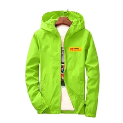 Spring Outdoor Trend Hooded Men Casual Thin Sport Fashion Jacket Windbreaker Zipper Color Coat Solid Plus Size Autumn Unisex