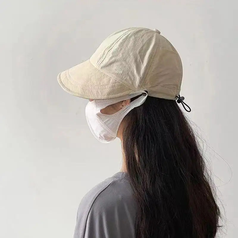 Foldable Wide Brim Sun Hat UV Visor Hat Korean Drawstring Adjustable Baseball Cap For Women