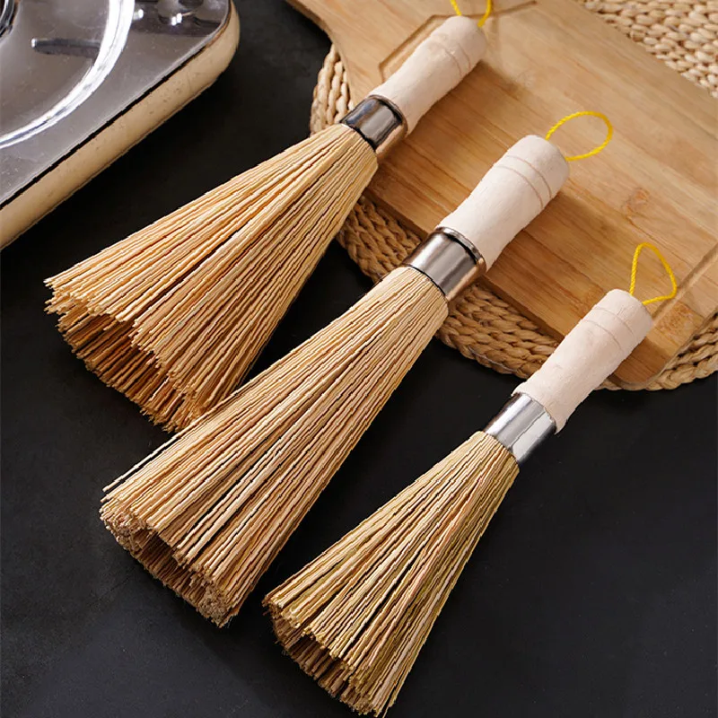 Household Kitchen Clean Tools Bamboo Cleaning Brush Pot Brush Wok Cleaning Whisk Brush Cleaning Tools Home Bamboo Brush