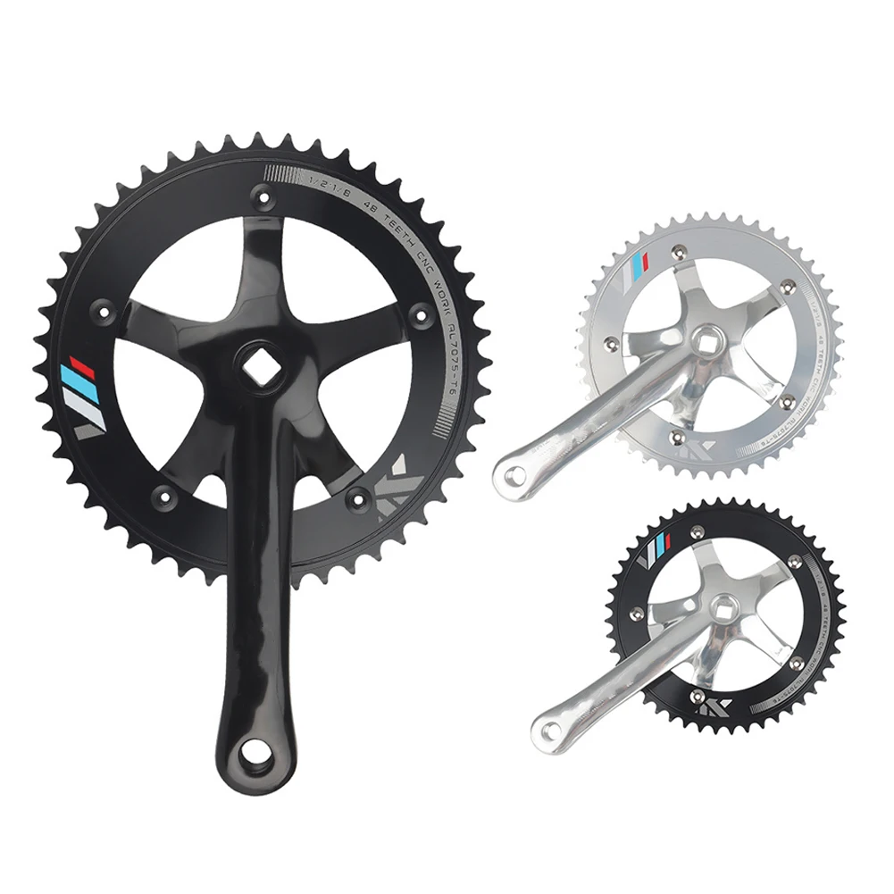 48T 166mm Fixed Sprocket Crankset Alumniun Alloy Crankset Single Speed Track Bike Crankset Sprocket For Road Bike Bicycle