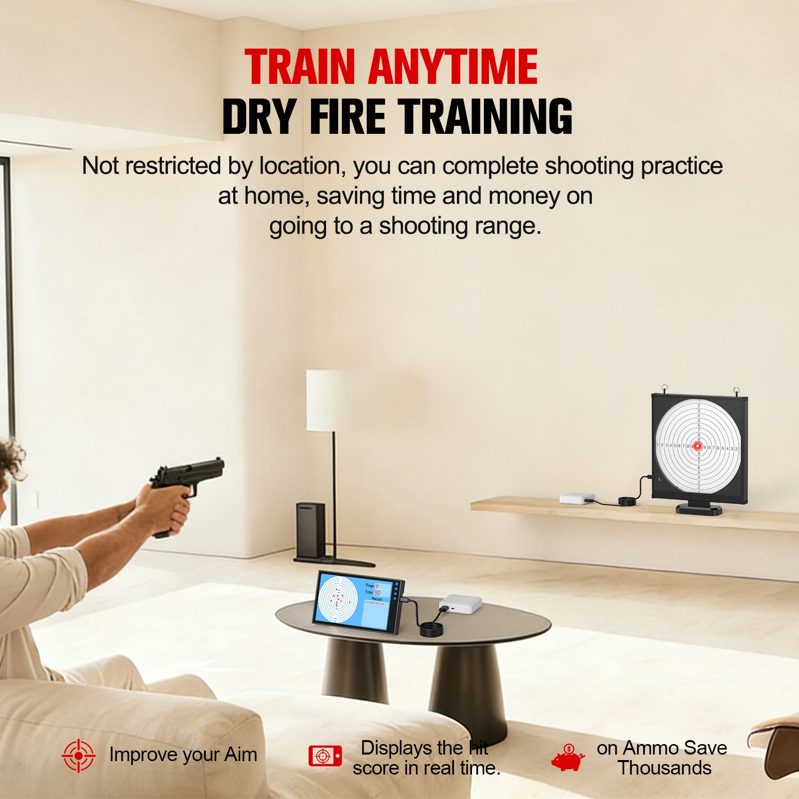 Smart Bluetooth Laser Shooting Trainer HD Display Auto Scoring Electronic Target System for Home Skill Improvement