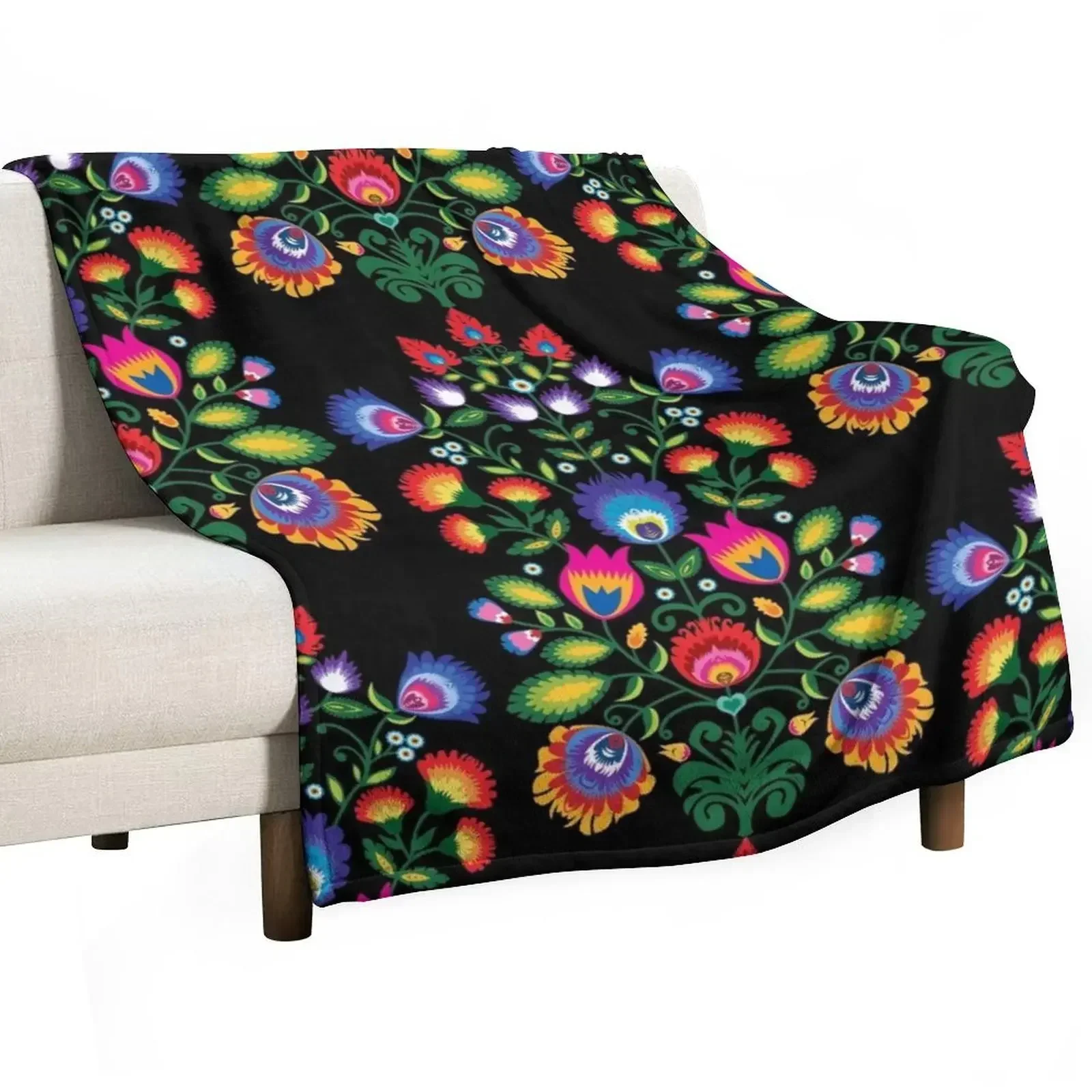 

Polish Folklore Wycinanki Throw Blanket Decorative Sofa Winter beds Blankets