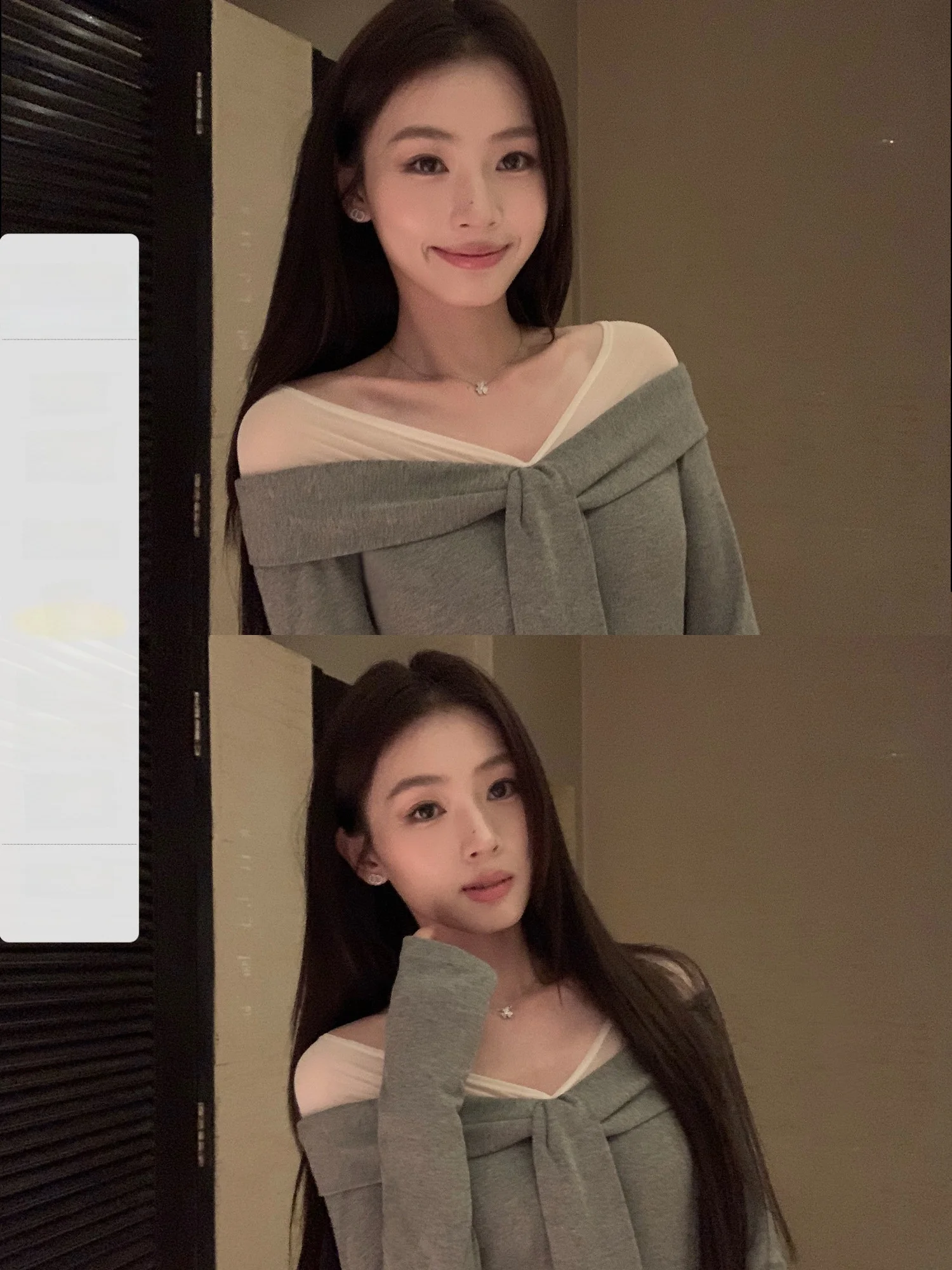

Pusumede Long Sleeve Mesh Splice One Shoulder Sniping T-Shirt Women's Design Knotting Elegant Top Casual Loose Fit V Neck