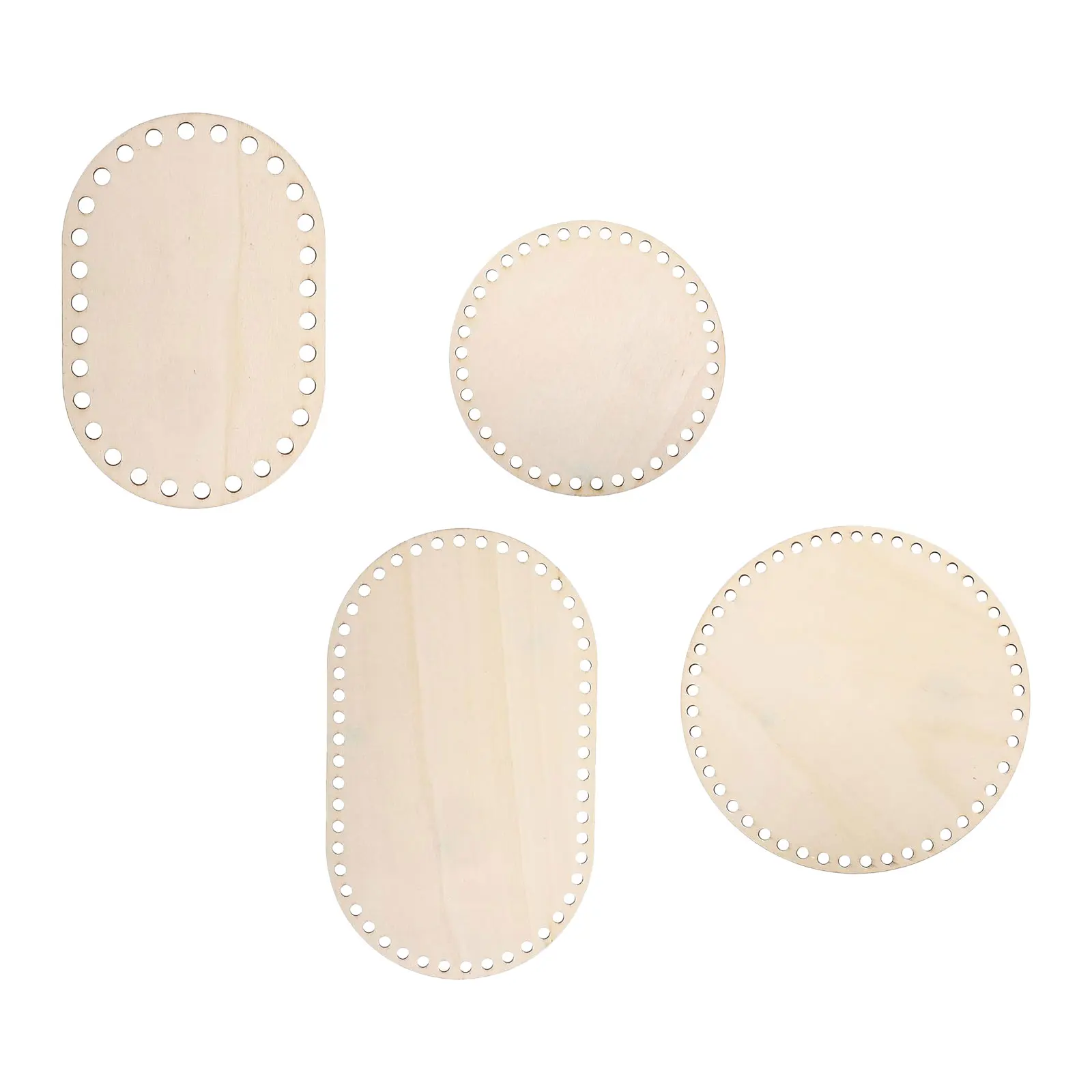

4Pcs Blank Wood Crochet Basket Bases Natural Solid Round Oval Shapes for DIY Craft Weaving Projects Home Organization 15Cm 20Cm