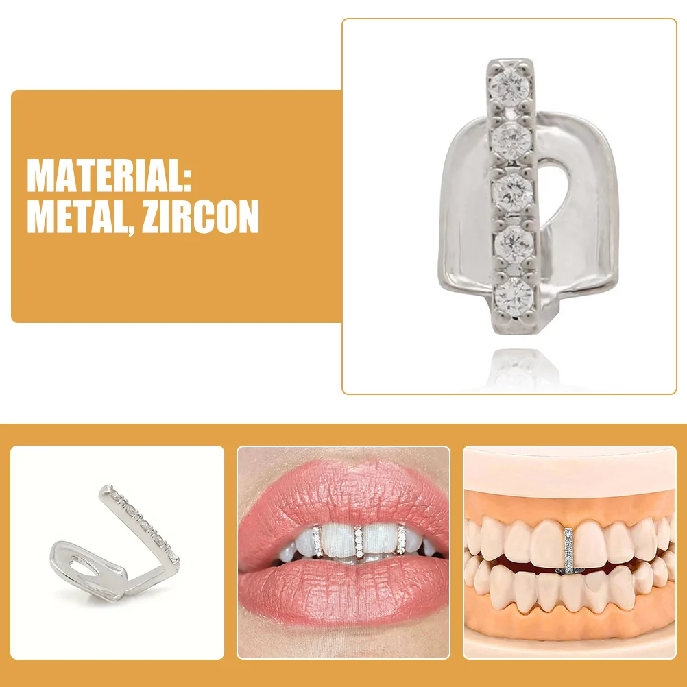 3 قطعة مجوهرات الأسنان الهيب هوب تألق قبعة أسنان واحدة الزركون حجر الراين للحزب موضة الفم شواء تأثيري اكسسوارات #2