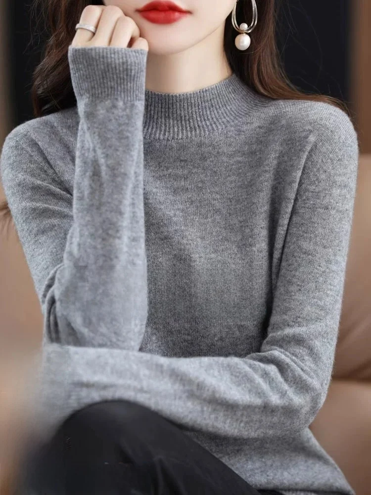  Thiened Long Sve Camere Sweater Women's Loose Fit Woolen Top f High Collar Autumn Winter Base Layer irt