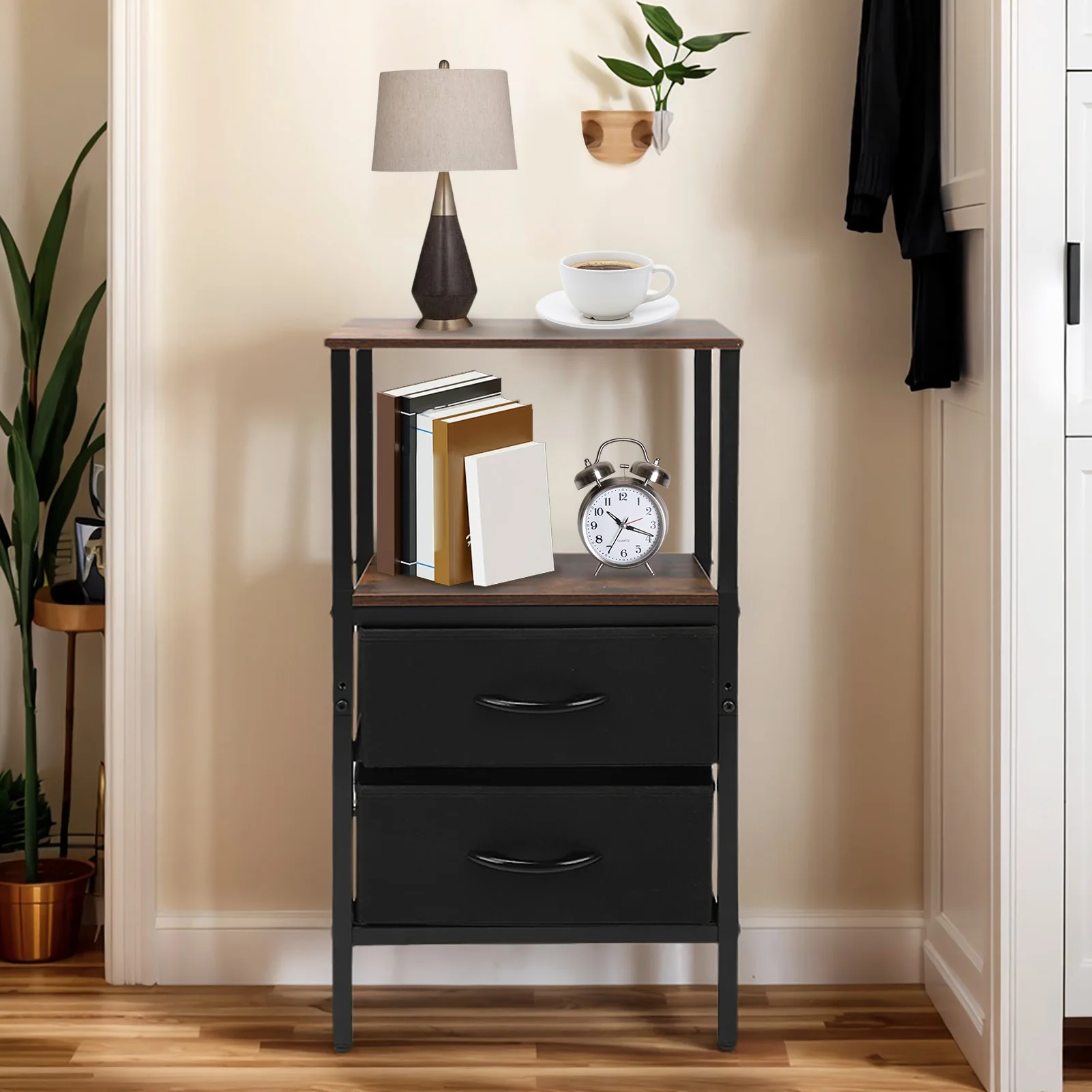NEW Night Stand for Bedroom Night Stand for Bedroom MDF Carbon Steel Bedside Table with 2 Drawers for Living Room Dorm