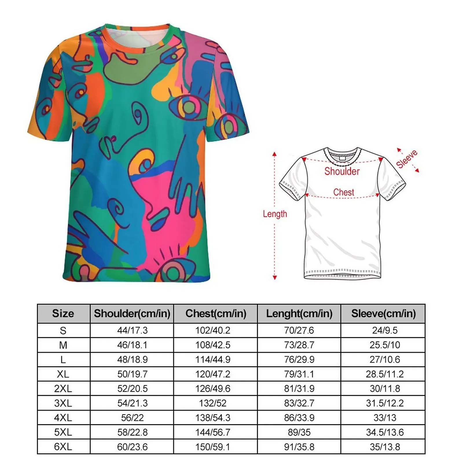 Vintage Color Block T Shirt Abstract Face Finger Trending T-Shirts Mens EMO Casual Tee Shirt Short Sleeve Graphic Tees Plus Size