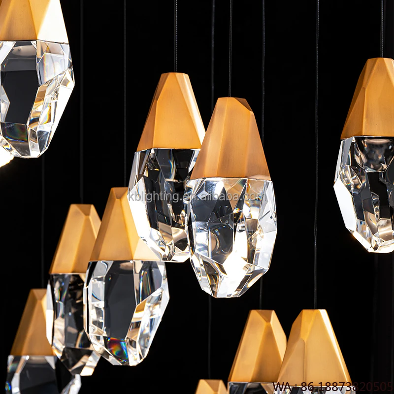 빌라 홀 인테리어 호텔 계단 크리스탈 샹들리에 모던 LED 천장 펜던트 조명 식당 거실용