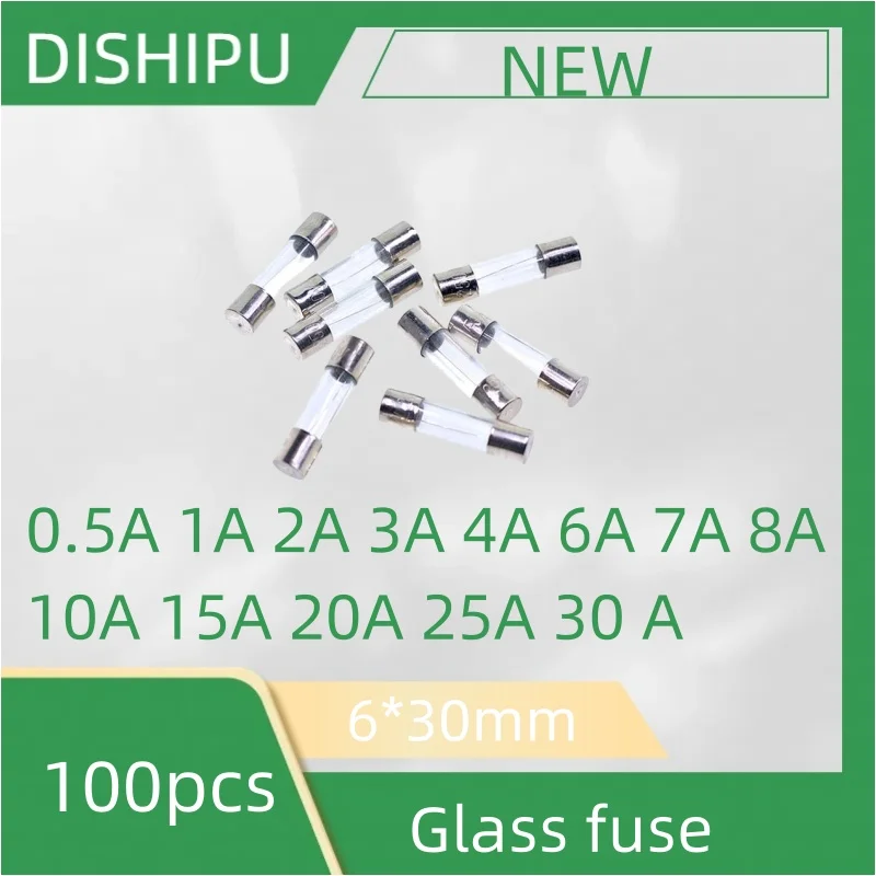 

100PCS glass fuse 6*30mm 250v 0.5A 1A 2A 3A 4A 6A 7A 8A 10A 15A 20A 25A 30A