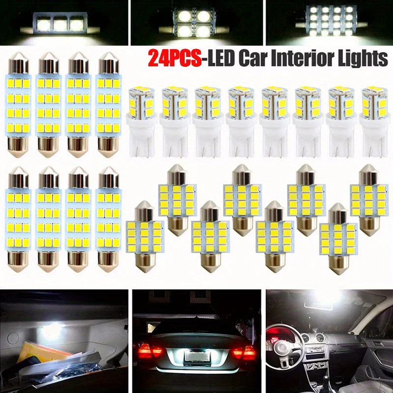 24pcs/Set Automobile LED Combination Light Car Interior Light T10 1156 Width Lamp Double-pointed Reading Light