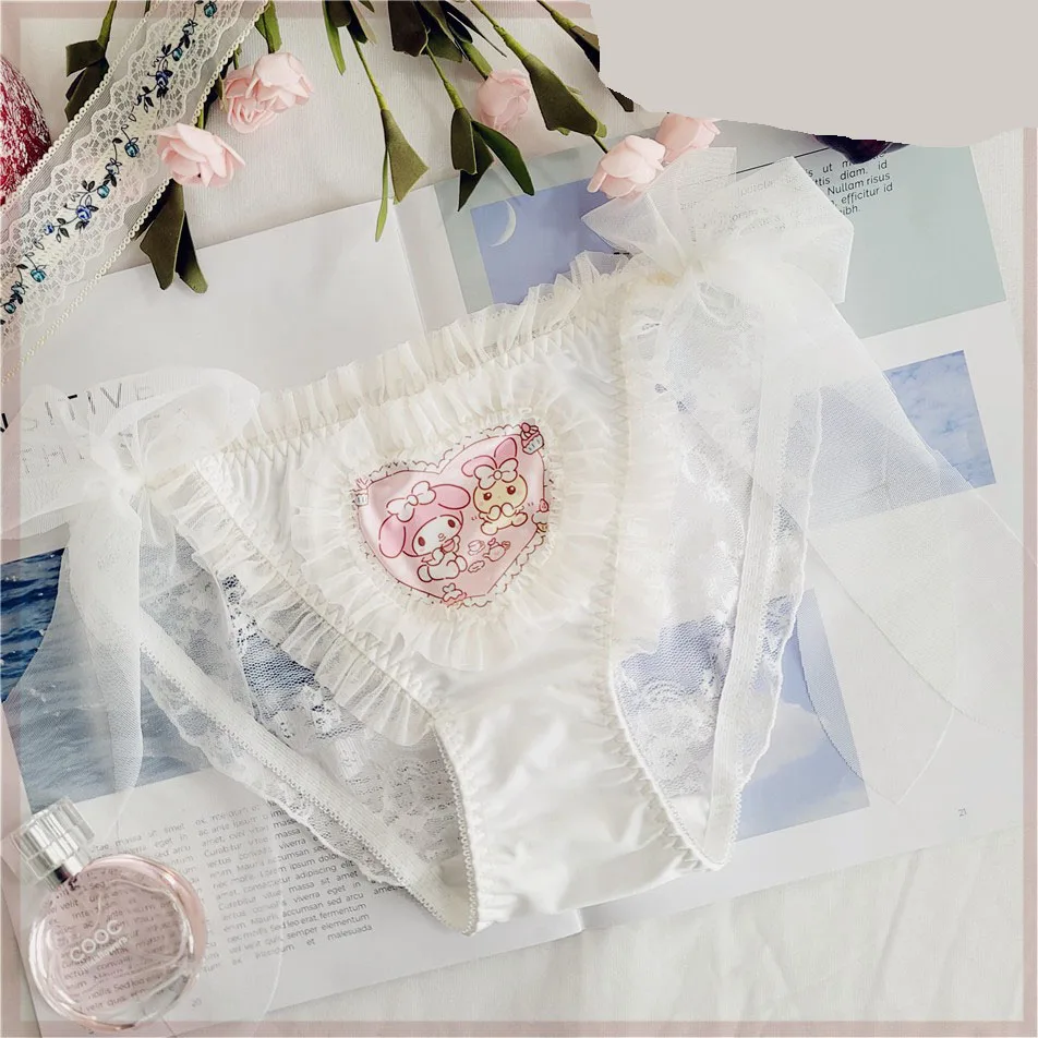 1pcs  for Hello Kitty  Underpant  Cute Women Briefs Kawaii Sexy Lace Panties Cartoon Transparent Low-waist Comforts Female