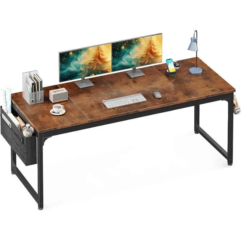 Computer Desk Large Office Desk, 63 Inch Gaming Desk with Storage, Modern PC Desk Work Table with Headphone Hook