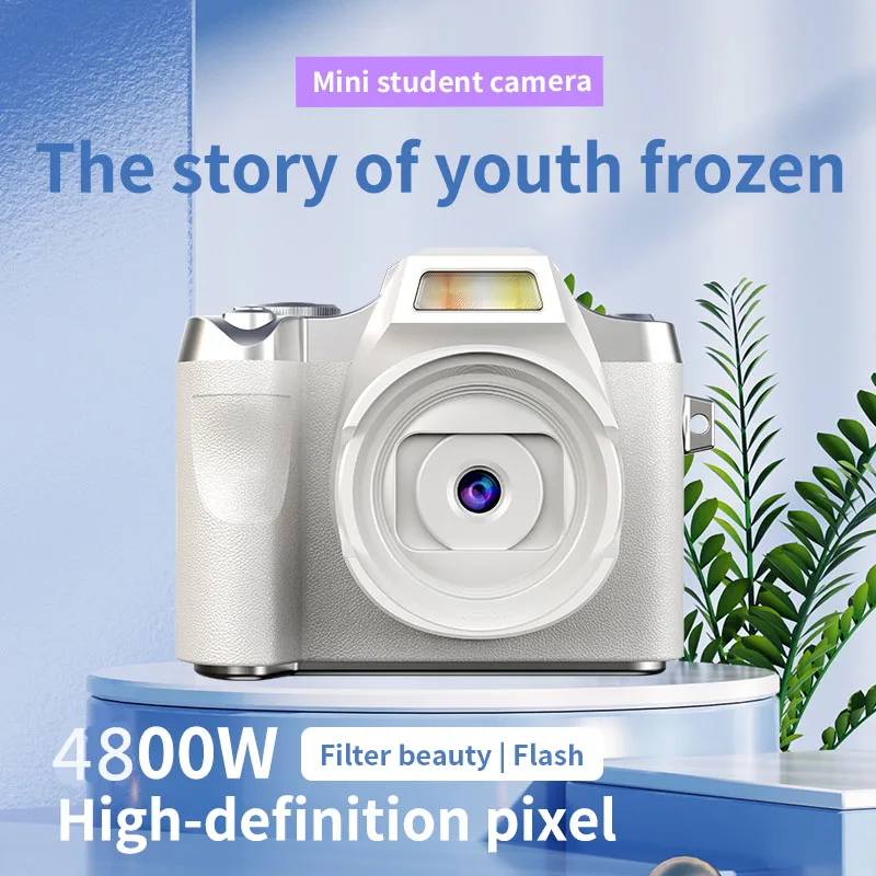 

4K Mini Kid Digital Camera HD Screen 1080P 48MP Autofocus Vlogging Camera Retro Fashion Portable Video Camcorder for Beginners