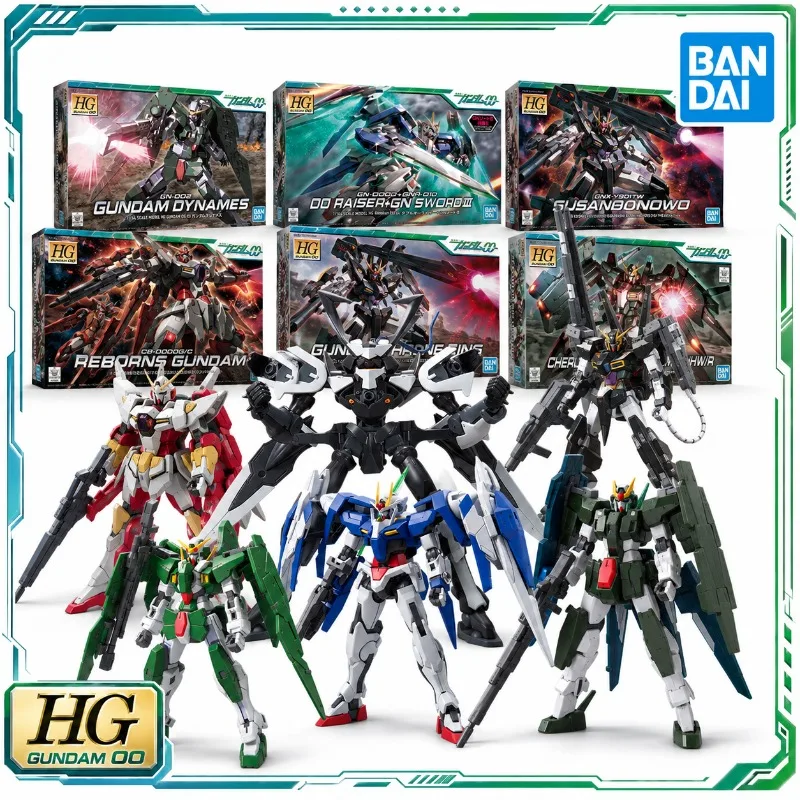 Bandai Original HG 1/144 00 Raiser Dynames Cherudim Reborns Susanowo Throne Eins Anime Action Figures Collection Model Kits Toys