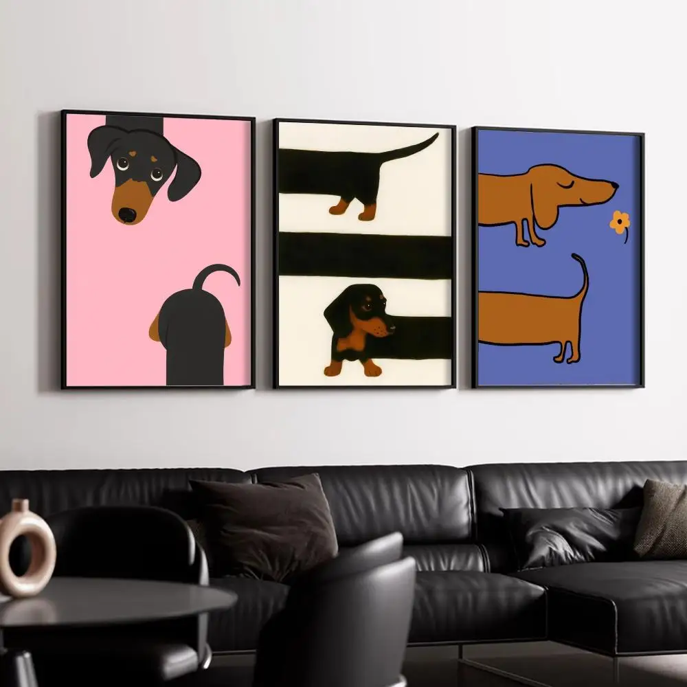 Artistic Dachshund Poster HD Art Mural Waterproof Wall Decor Durable DIY Home Decoration for Living Room Bedroom