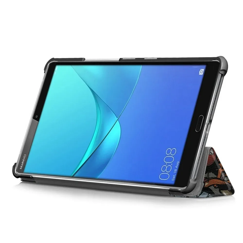 360 Rotating Stand Bracket Flip Leather Case For Huawei MediaPad M5 8.4 SHT-W09 SHT-AL09 Tablet Cover Custer Tri 3 Fold Folio