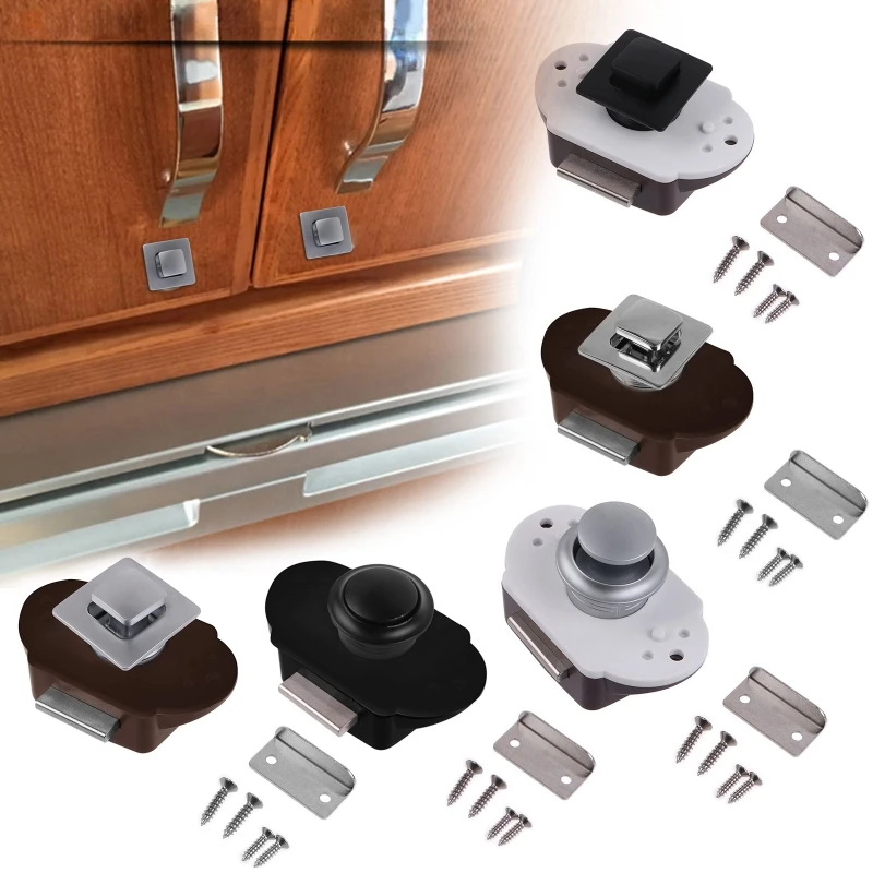 Push Lock Button Catch Lock Cupboard Door Knob Boat Cabinet Drawer Push for Desk Drawer Furni