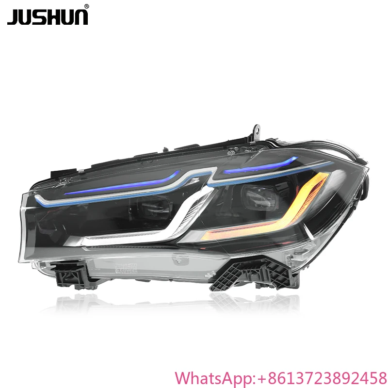 

JUSHUN Modified LED Blue Eyebrow Daytime Running Light for BMW X5 X6 F15 2014-2018 Headlight Assembly Wholesale Price