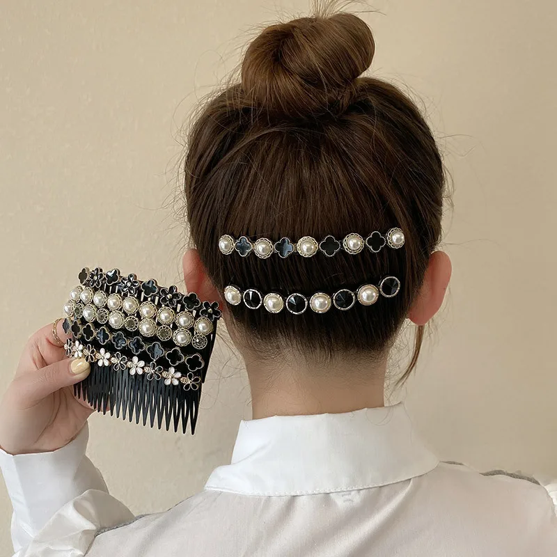 Crystal Flowers Comb Bangs Hair Clip for Women Braid Broken Hairpin Inserted Comb Pressure Pin Girls Hair Accessories Jewelry