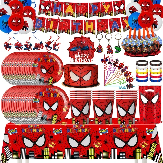 Dekoracje na przyjęcie urodzinowe Spidermana, naczynia stołowe superbohatera, kubek, talerz, balon, toppery na tort, artykuły na przyjęcie superbohatera, dekoracje na baby shower