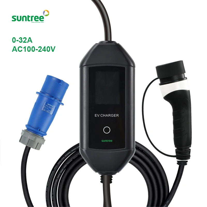 3.5kw 7kw Type2 EV Portable Charger EV Adapter Portable EV Charger Type 2 8A to 32A Portable Charging Pile