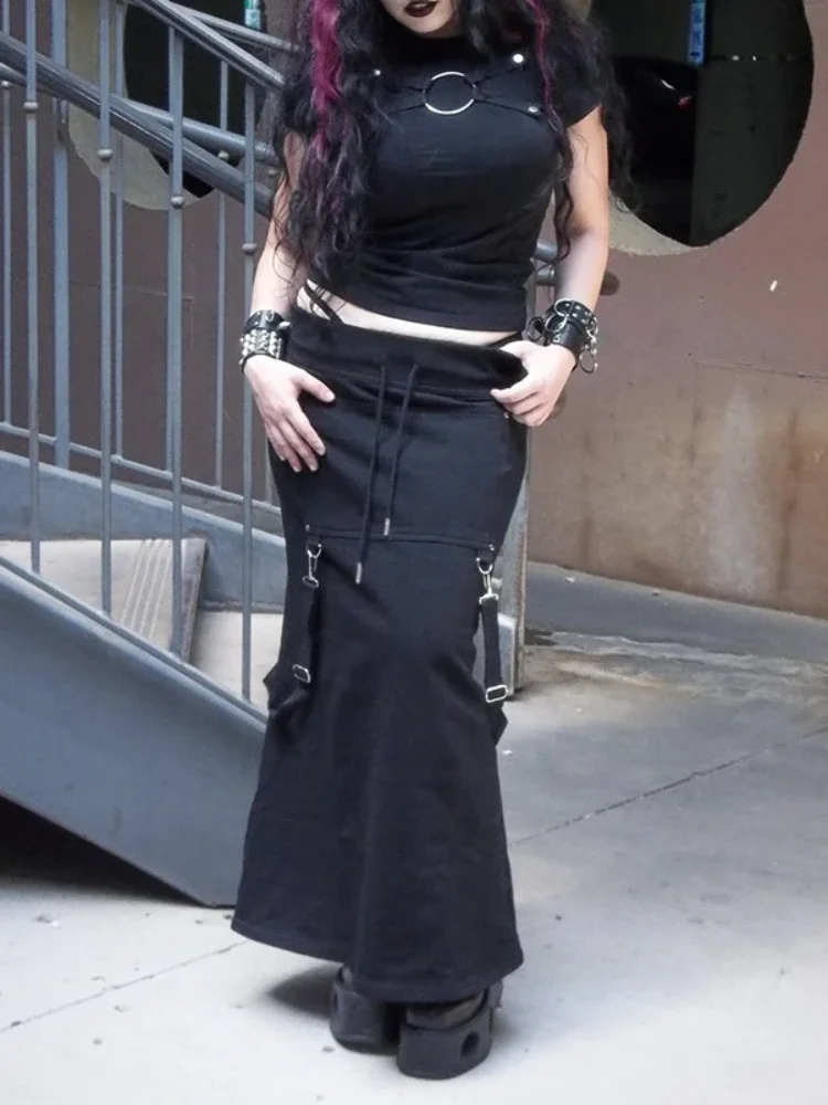 Юбка IMU Harajuku Cyber Punk для женщин, в стиле Y2k, темный готический уличный стиль, винтажная, с высокой талией, сексуальная юбка-русалка, эстетичная юбка для клуба.