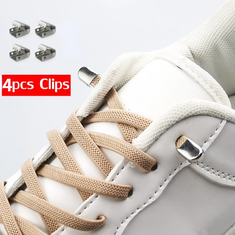 

1 пара эластичных шнурков без завязок для уличной и повседневной носки, быстросъемные плоские шнурки для кроссовок, для детей и взрослых, унисекс, для ленивых (без завязывания)