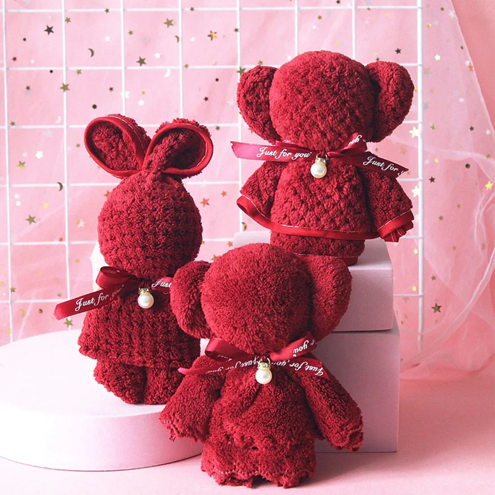 

3Pcs Adorable Bear Towels Easter Valentine Decorative Home Accessory Soft Long Lasting Premium Material