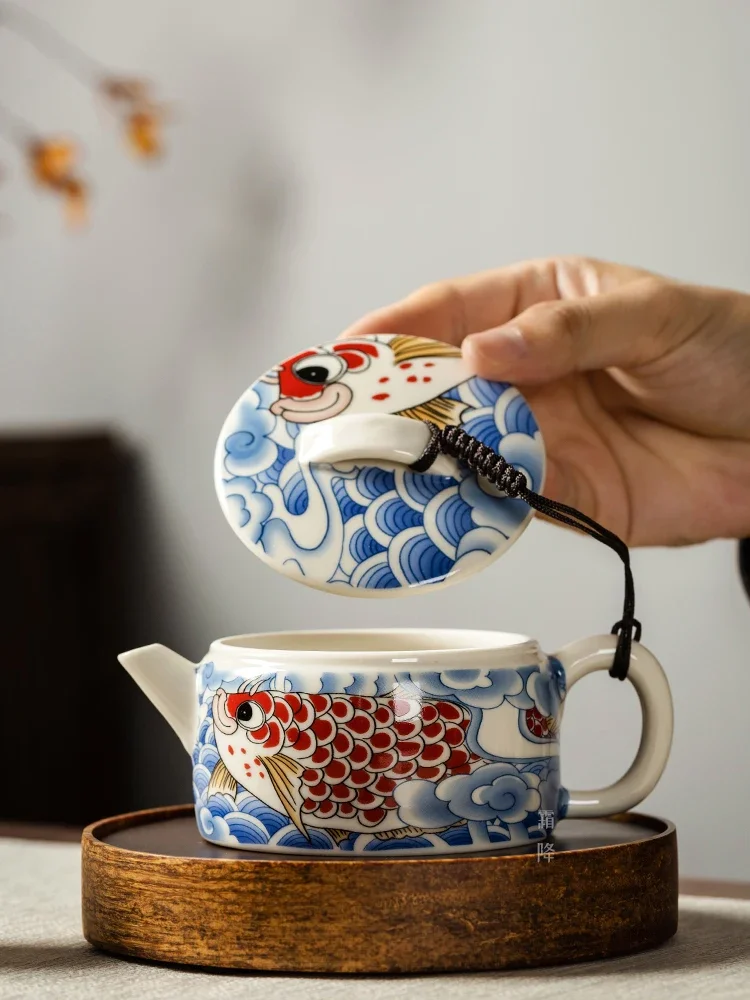 Chinese Style Large Mouth Teapot Good-looking Teapot Household Ceramic Chinese Style Single Teapot Kung Fu Tea Set
