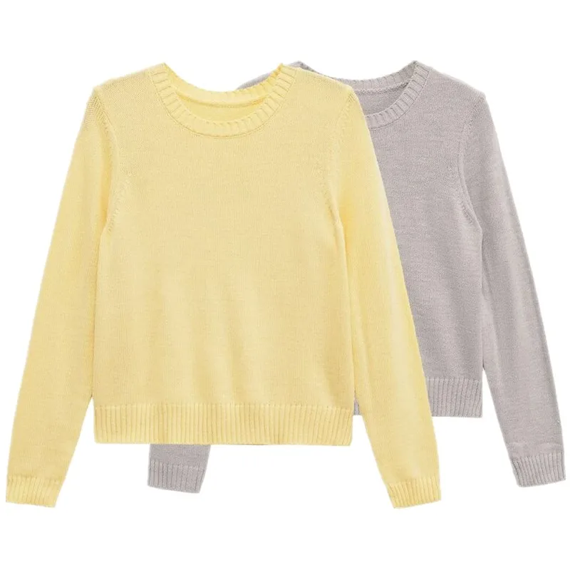 2025 automne nouveauté femmes trajet basique Sle Long Sve rond Ne tricoté pull polyvalent Faionable fille tricots