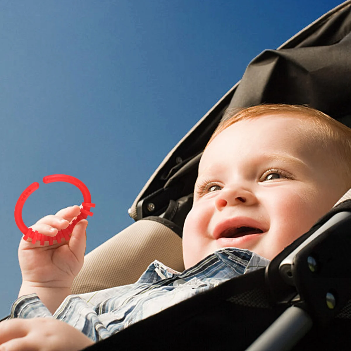 24pcs Baby Teether Rings Infant Hand Grips Stroller Car Seat For 3 Months+ Newborn Teethers Rattle Links