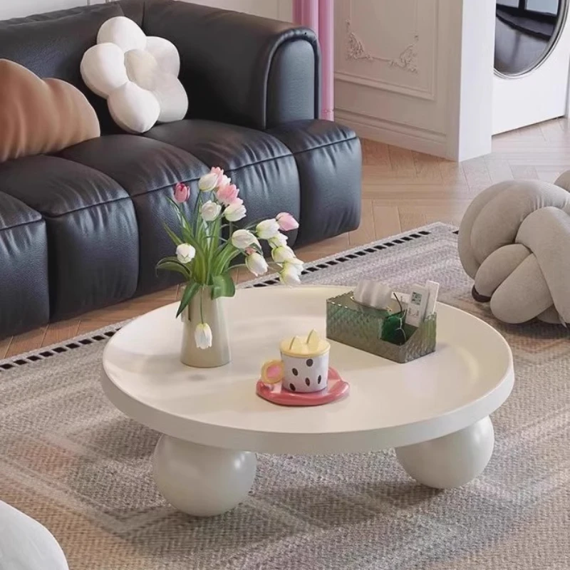 جولة كريم نمط طاولة القهوة لغرفة المعيشة المنزل الإبداعية الشمال التعاقد الحديثة أريكة طاولة مستديرة أثاث غرفة المعيشة #2